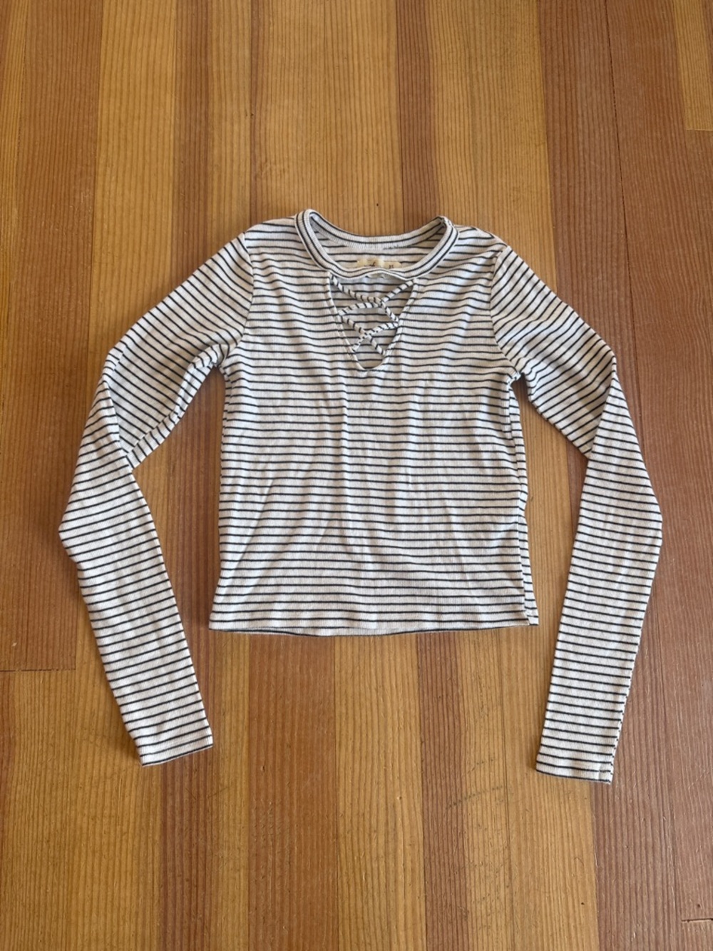 Hollister cropped long sleeve striped top